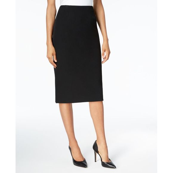 Kasper Skirts Kasper Womens Crepe Pencil Midi Skirt Black Size 4